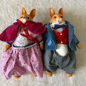 Easter Dressed Bunny Figurines — Set of 2